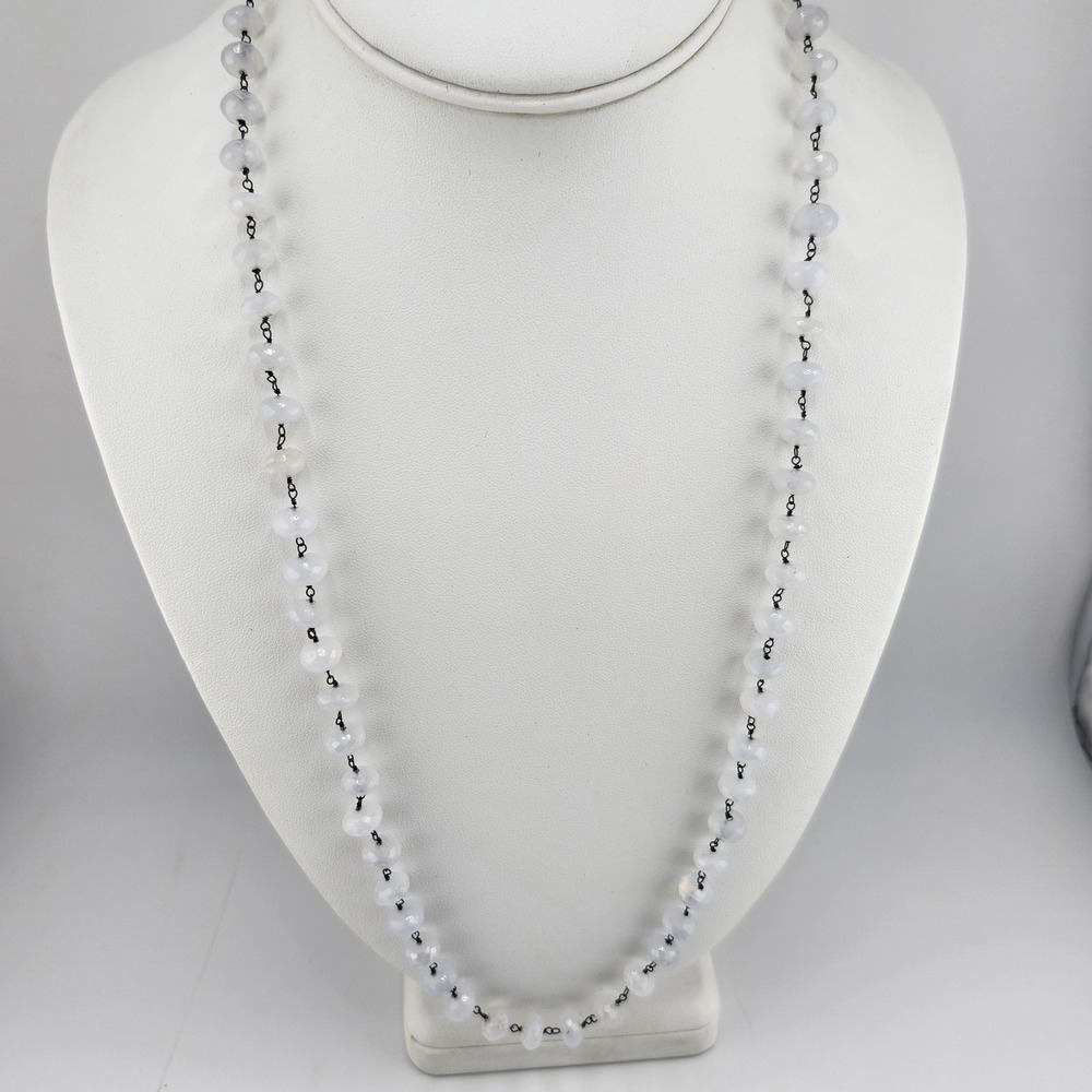 Frosty Bead Gunmetal Necklace
